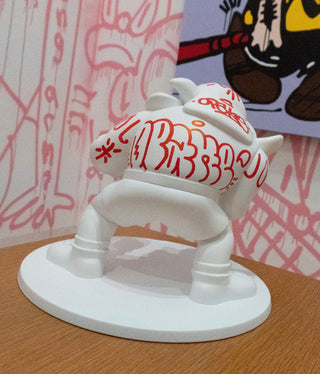 1-of-1 Slawn and Opake Hand Drawn Collectible "Dog Fighters" - White